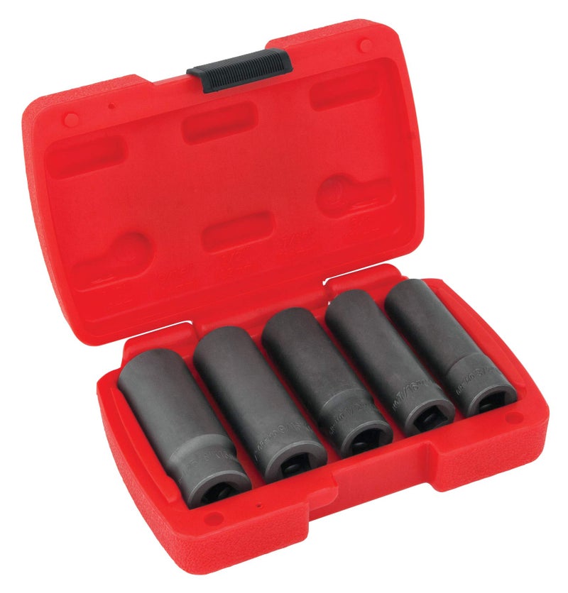Performance Tool W38920 3/8-Inch Drive 5 Piece Deep Wall Bolt Extractor Set (Metric/SAE) - Image 1